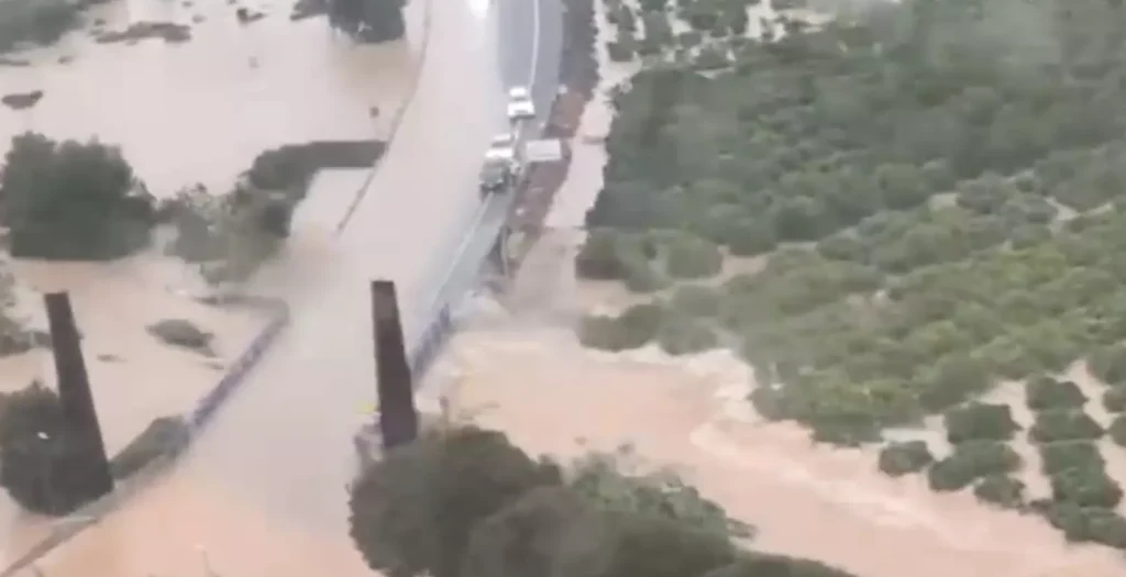 Inundación en Oliva, Valencia.