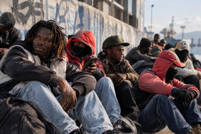 Llegada de inmigrantes en cayuco a las costas de Canarias
